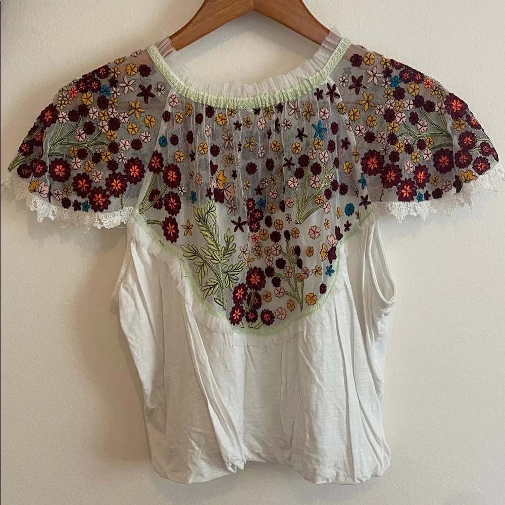 Free People Embroidered Floral White Top - Picture 5 of 5